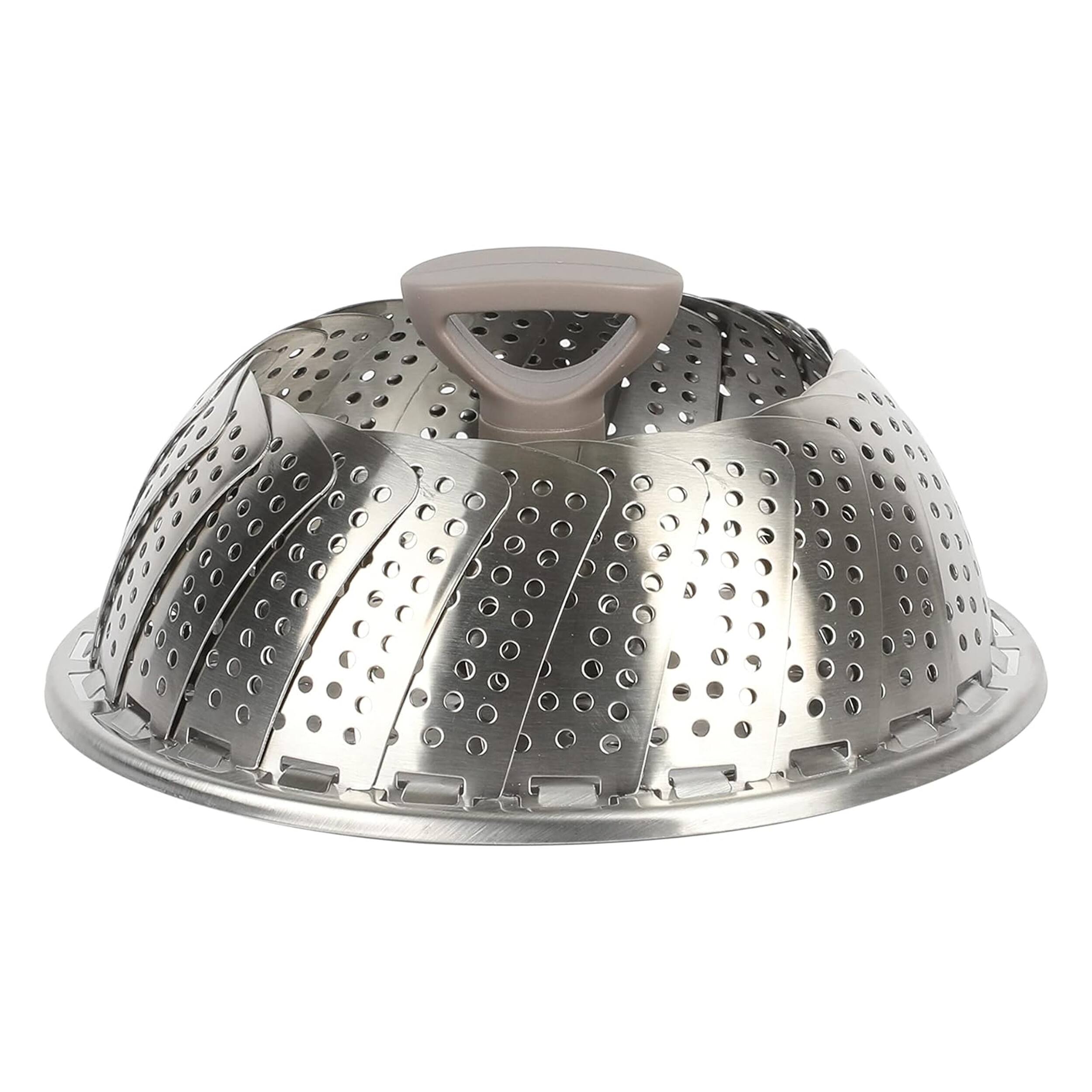 Alt View 2. Martha Stewart - Martha Stewart Richburn Stainless Steel Telescopic Folding Steamer Insert with Handle in Taupe - Silver.