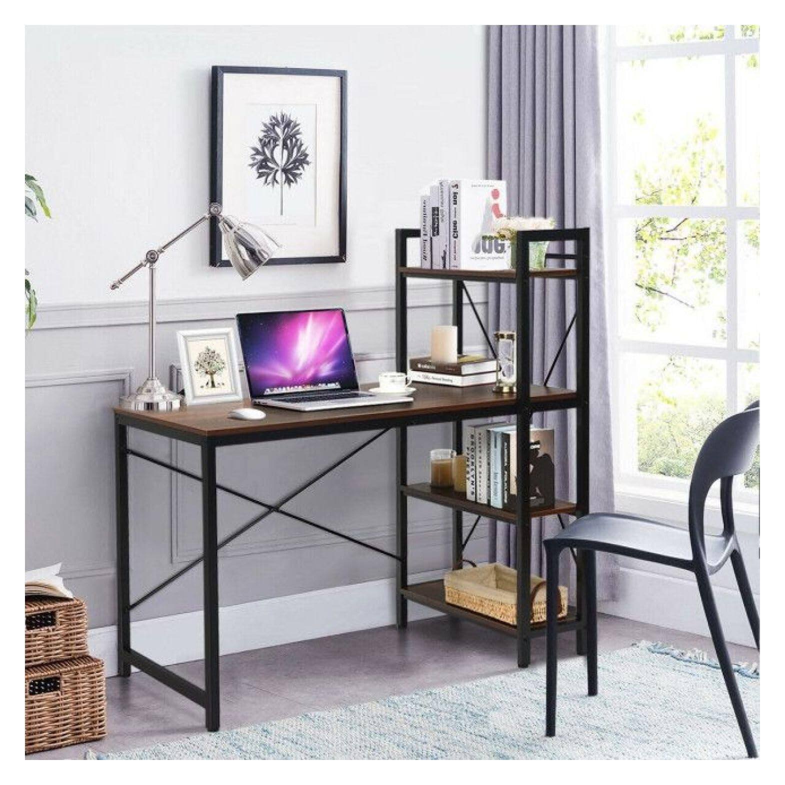 Alt View 5. Ecooso - 47.5" Computer Writing Desk with 4-Tier Shelves, Study Table for Home Office - Rustic brown.