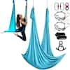 Front. VEVOR - Aerial Silk & Yoga Swing, 11 Yards, Aerial Yoga Hammock Kit with 100gsm Nylon Fabric, Full Rigging Hardware - Blue.