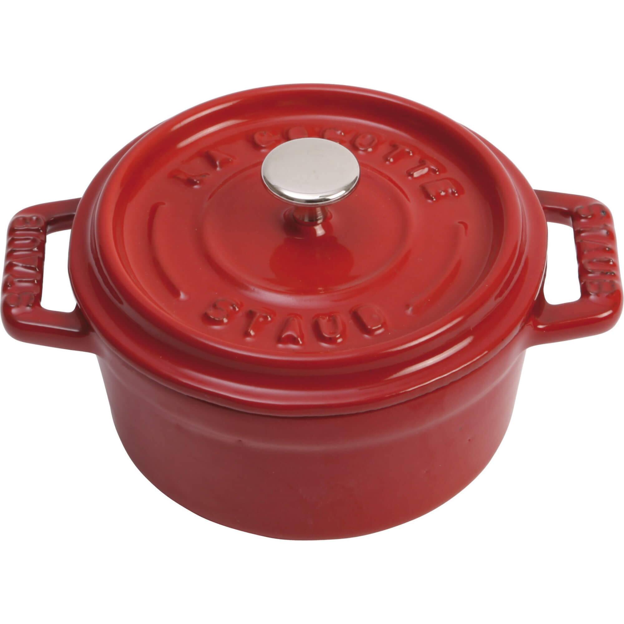 Staub - Cast Iron Mini Round Cocotte, Dutch Oven, 0.25-quart, serves 1, Made in France - Cherry