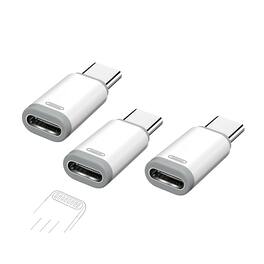 Qixxronics - 3pcs Lightning Female to USB C Male Adapter for iPhone 17 16 15, iPad Pro/Air, for Charging/Data Transfer, Not for Audio - White