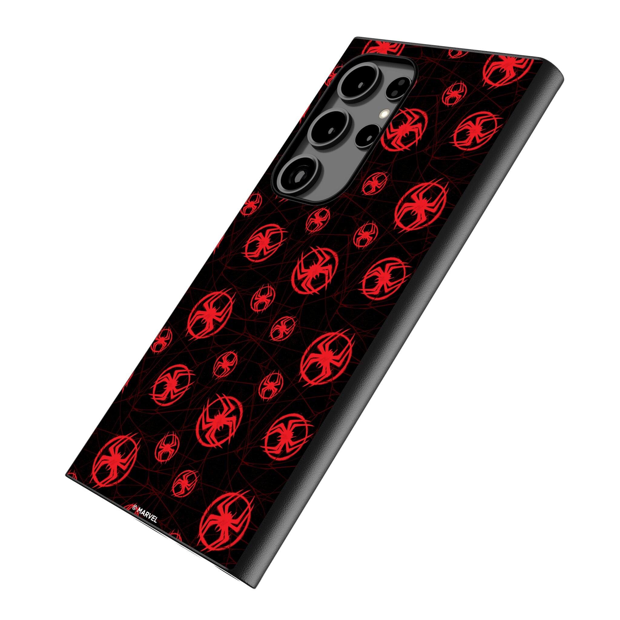 Angle. Keyscaper - Marvel Pattern MagSafe Compatible Phone Case - Samsung Galaxy S25 Ultra - Miles Morales.