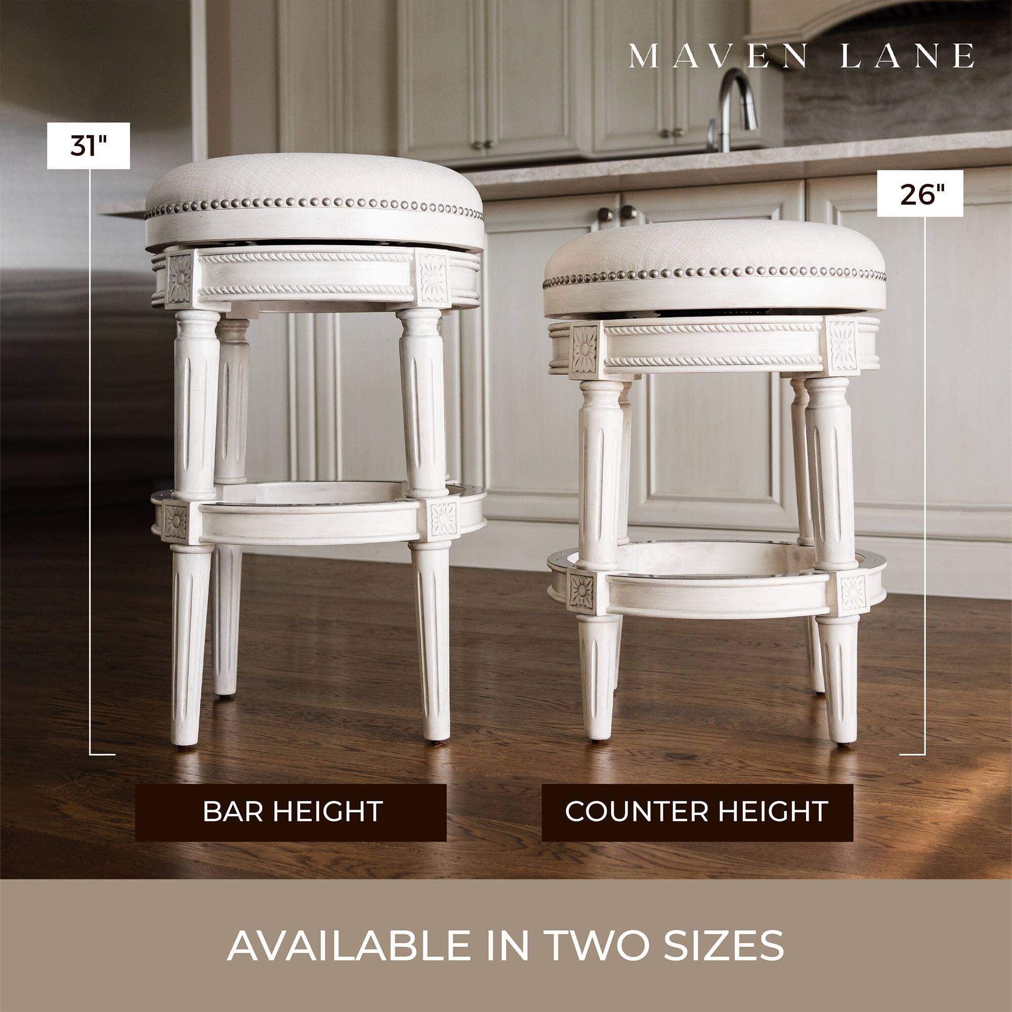 MAVEN LANE

31" BAR HEIGHT

26" COUNTER HEIGHT

AVAILABLE IN TWO SIZES