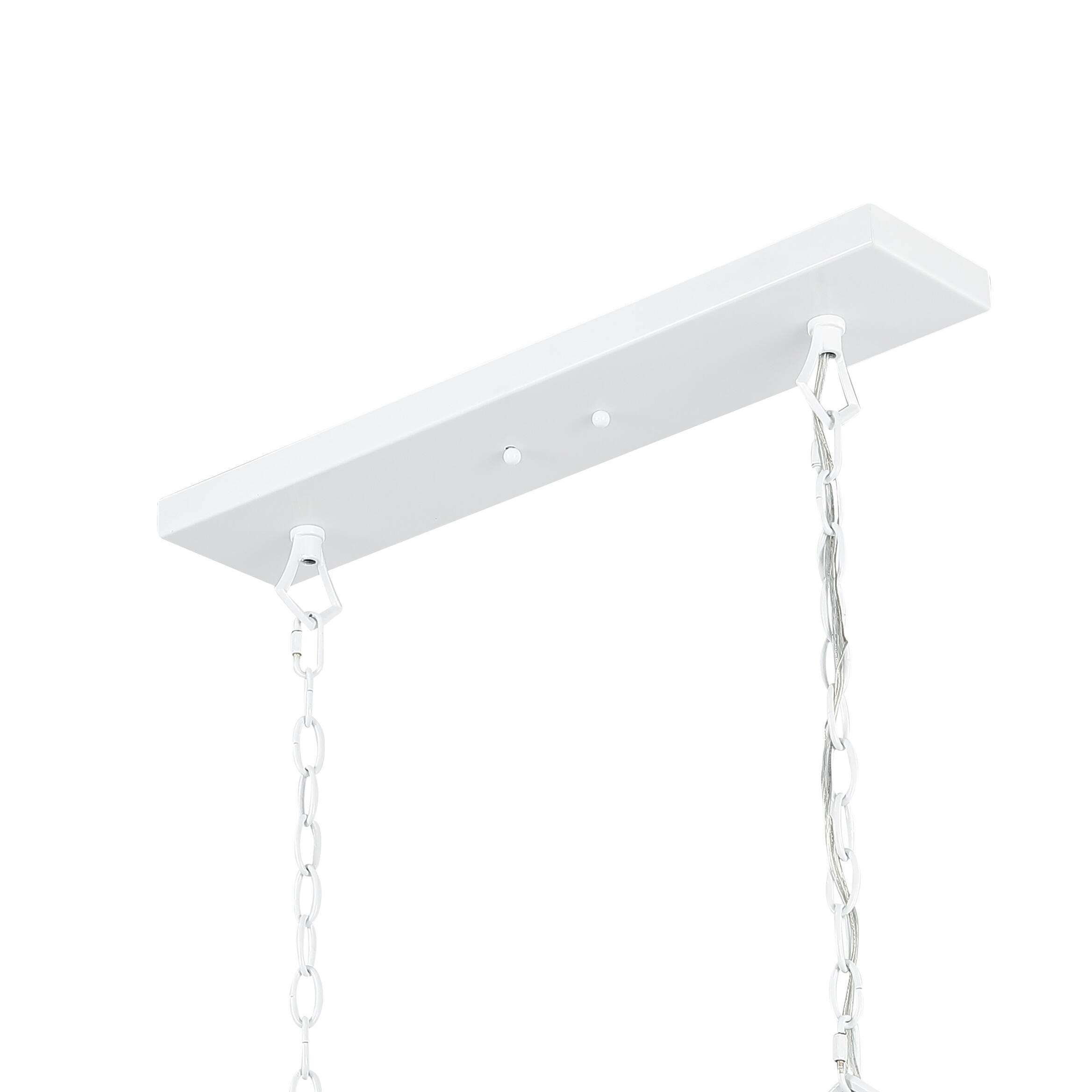 Alt View 5. Jonathan Y - Pagoda 49" 6-Light Classic Traditional Metal Linear Cage Lantern LED Pendant, White/Brass Gold - White.