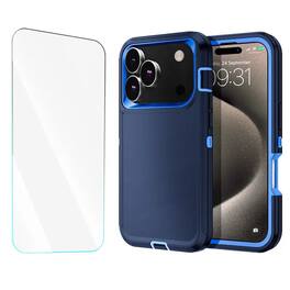Bundle - Entronix - for iPhone 18 Pro/17 Pro - Heavy Duty Case & 1 Screen Protector - Navy Blue