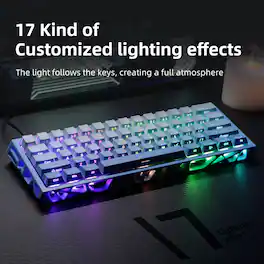 Loheer - 60% Mechanical Gaming Keyboard, Hot-Swappable Red Switch, Hollow RGB Design for PC Gamers - Blue