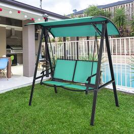 Gymax - 2-Person Outdoor Patio Porch Swing Chair w/ Adjustable Canopy - Turquoise
