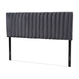 Baxton Studio - Emile Modern and Contemporary Velvet Fabric Upholstered and Dark Brown Finished Wood Queen Size Headboard - Grey/Dark Brown