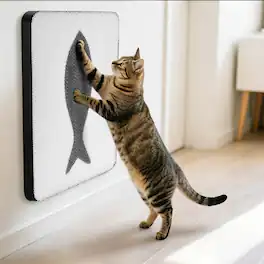 Ownpets - Wall-Mounted Cat Scratcher Vertical Cat Scratch Pad - White