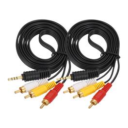 Unique Bargains - 2pcs TRRS3.5mm Male to Gold 3RCA Jack Cable, Copper Core 2.5mm PVC Audio AUX Cable for TV/Amp/Speaker/Mobile - Black