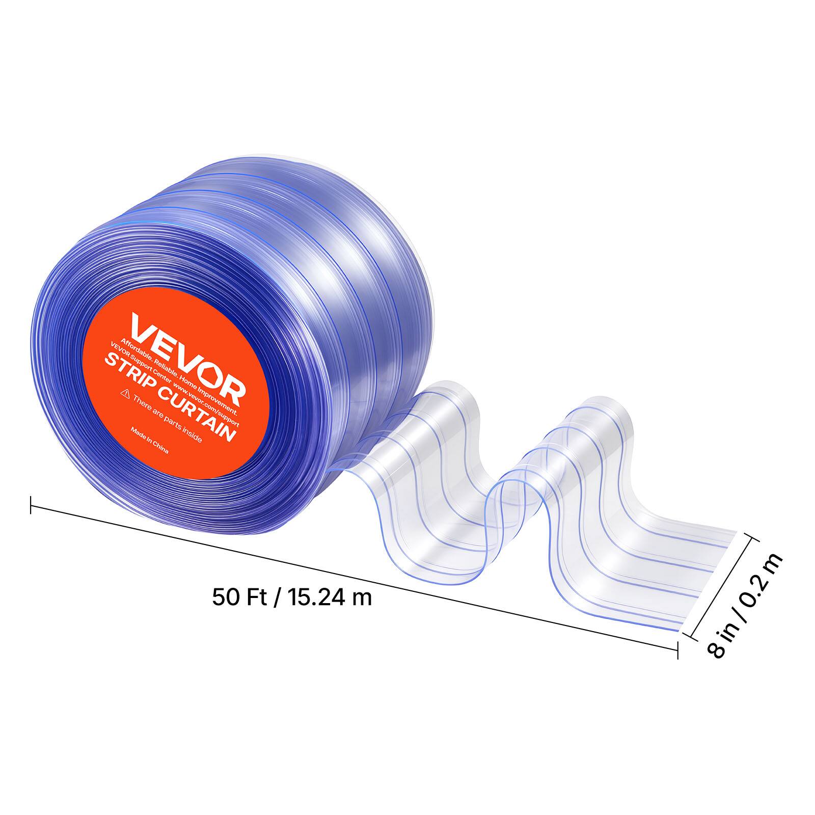 VEVOR Strip Curtain  
50 Ft / 15.24 m  
8 in / 0.2 m
