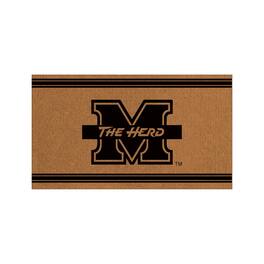 Evergreen Enterprises - Marshall Thundering Herd 28" x 16" Primary Logo Outdoor Coir Entryway Mat - Multicolor