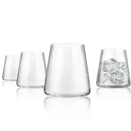 Artland - Soho Optic Double Old Fashion Glasses, Set of 4, 14.5 oz - Clear