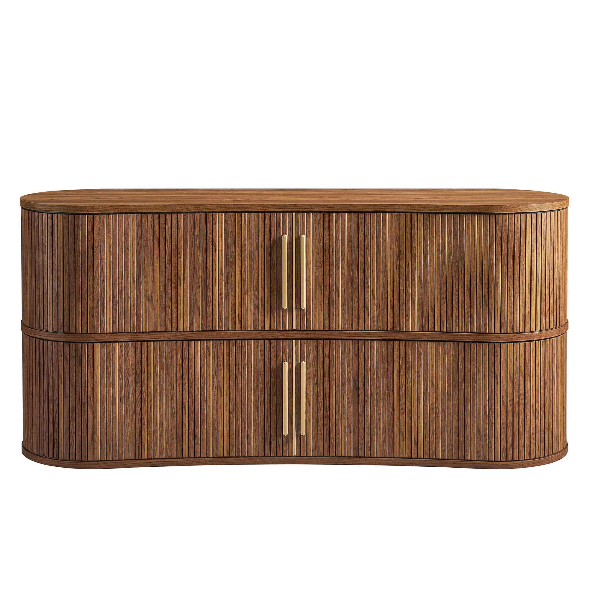Alt View 4. Modway - Radcliffe 63" Curved Fluted Sideboard Buffet Cabinet by Modway - Walnut.