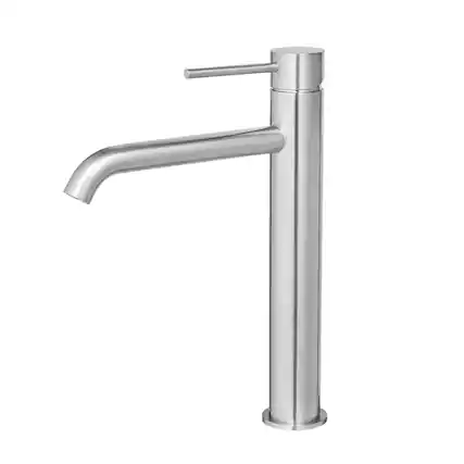 Front. Boyel Living - Brushed Single Handle Bathroom Basin Faucet Waterfall Spout One Hole Vessel Sink Faucet with 3/8 Inch Connection - Brushed.