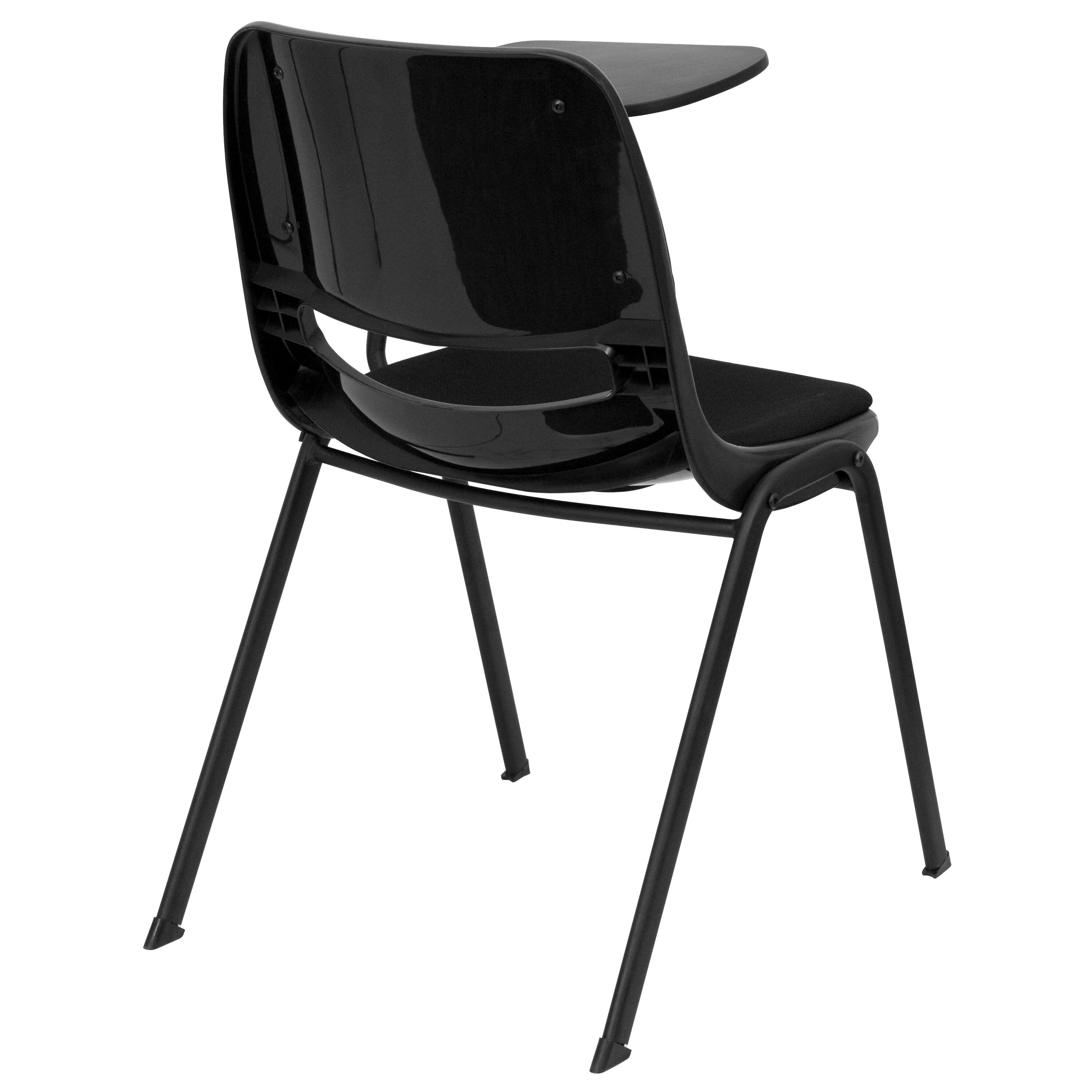 Alt View 3. Emma + Oliver - Padded Ergonomic Shell Chair with Left Handed Flip-Up Tablet Arm - Black.