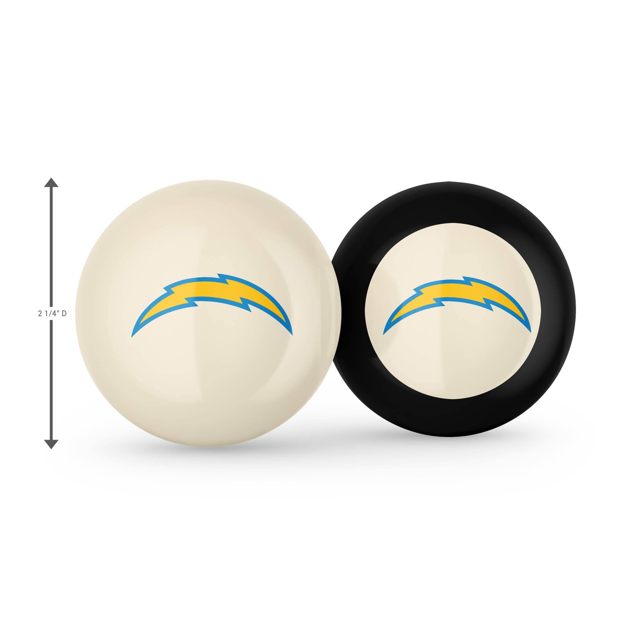Alt View 1. Imperial - Los Angeles Chargers Logo Cue Ball & 8 Ball Combo Set - White.