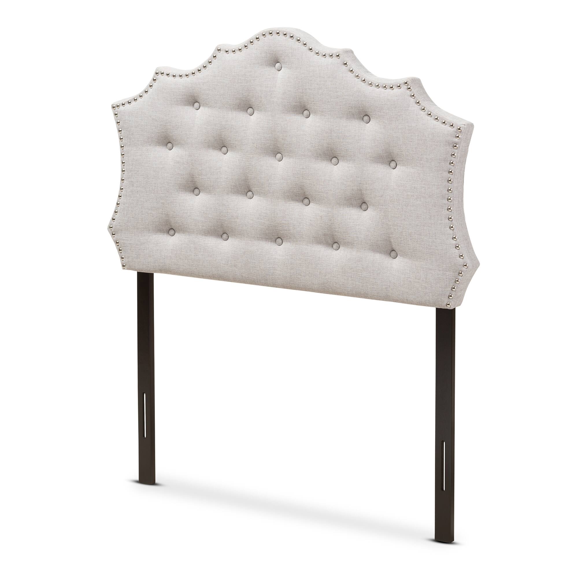Front. Baxton Studio - Aurora Modern and Contemporary Fabric Twin Size Headboard - Greyish Beige.