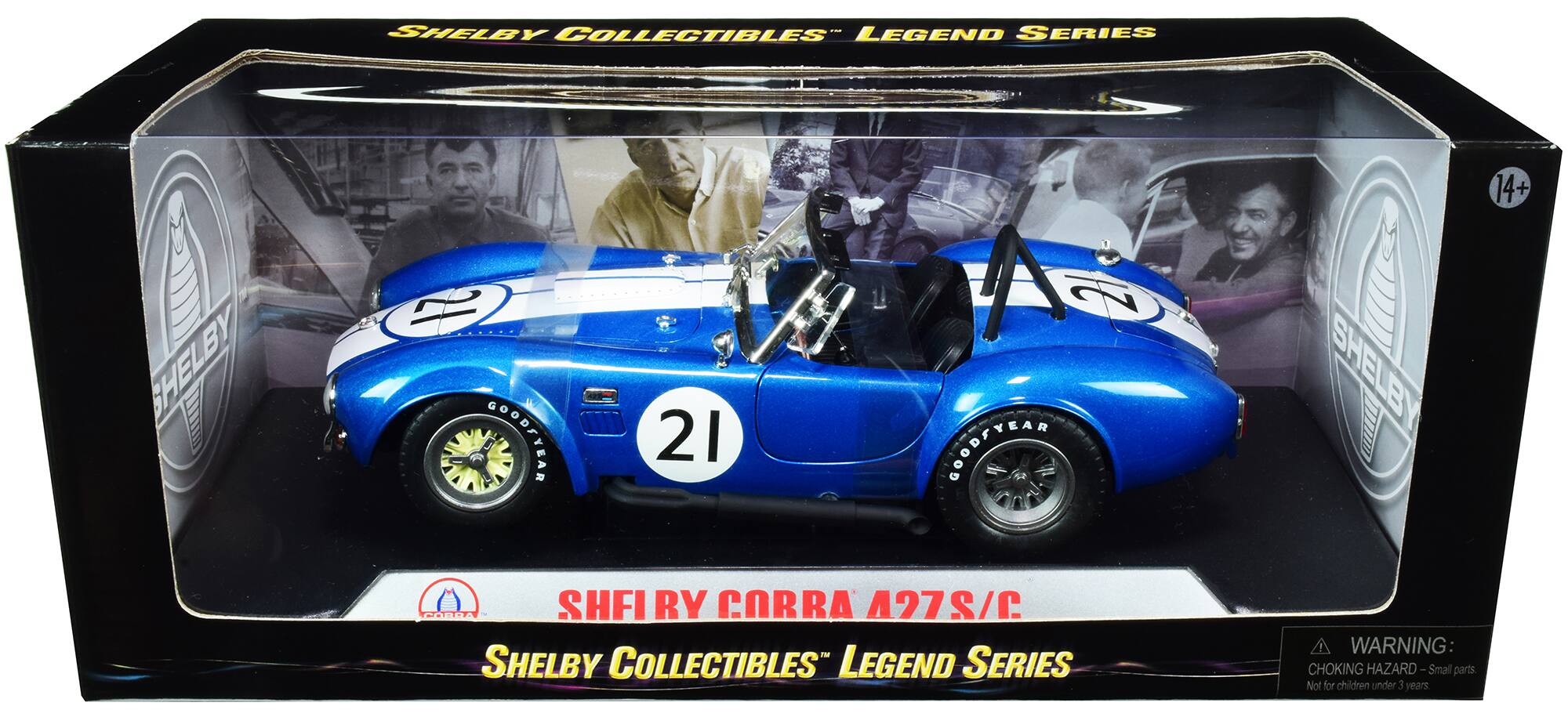 SHELBY COLLECTIBLES LEGEND SERIES 14+ SHELBY 2 ..... BOODFYEAR 21 2 GOODFYEAR SHELE RO SHFIRY RY CORRA 427S/C SHELBY COLLECTIBLES LEGEND SERIES WARNING: CHOKING HAZARD-S Small parts Not for children under 3 years