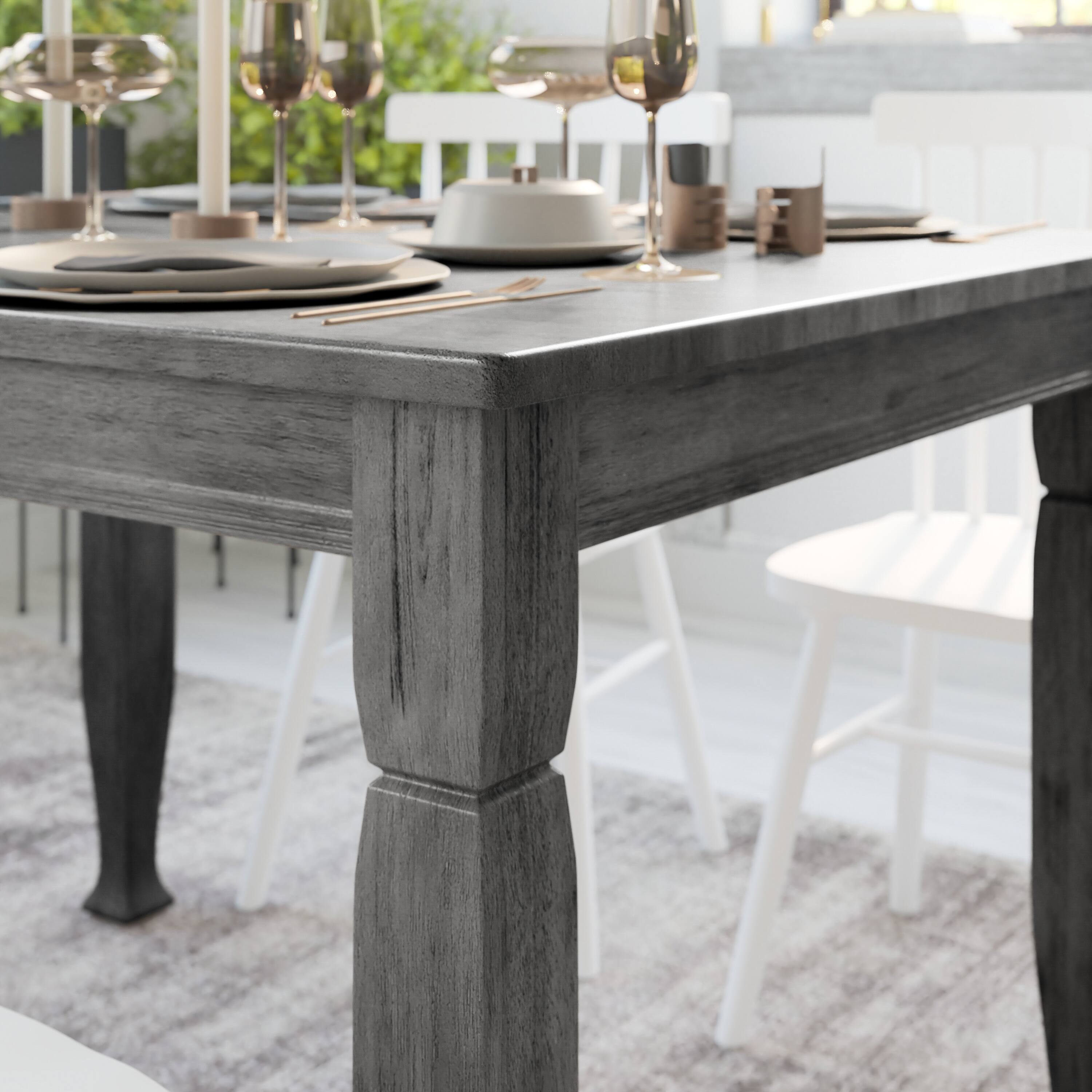 Alt View 4. Emma + Oliver - Milford Wooden Dining Table with Turned Wooden Legs - Antique Gray.