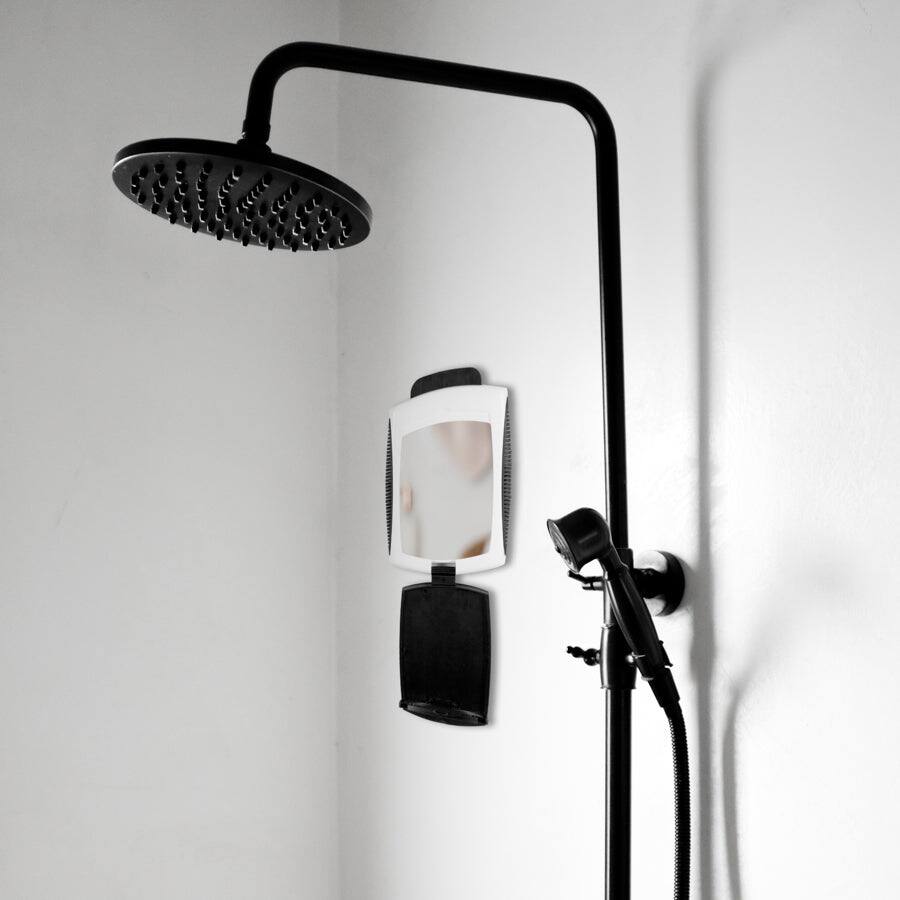 Alt View 2. Zadro - Traveling Wall Mounted Fogless Shower Mirror with Organizer Tray & Suction Cups - White.