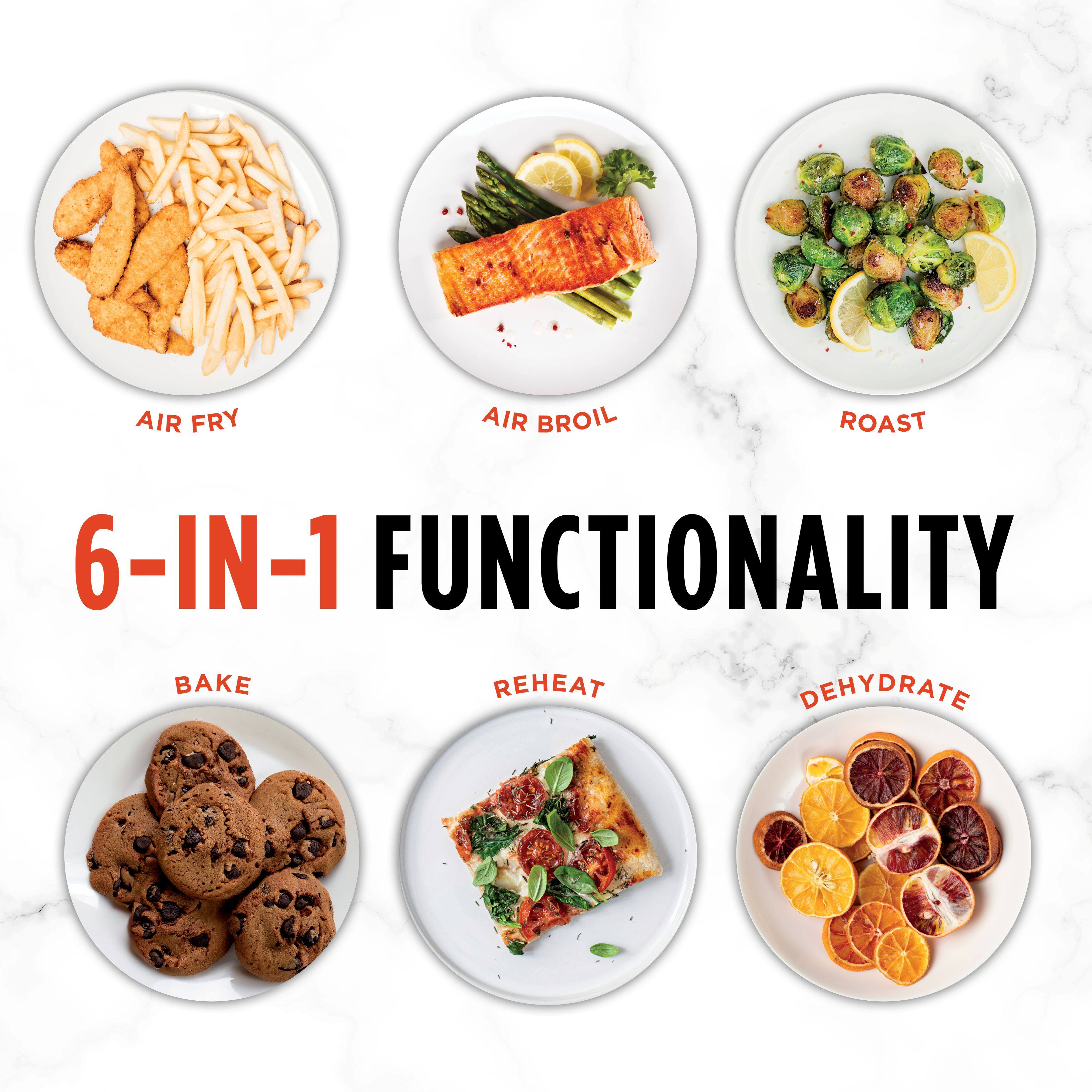 AIR FRY  
AIR BROIL  
ROAST  
6-IN-1 FUNCTIONALITY  
BAKE  
REHEAT  
DEHYDRATE