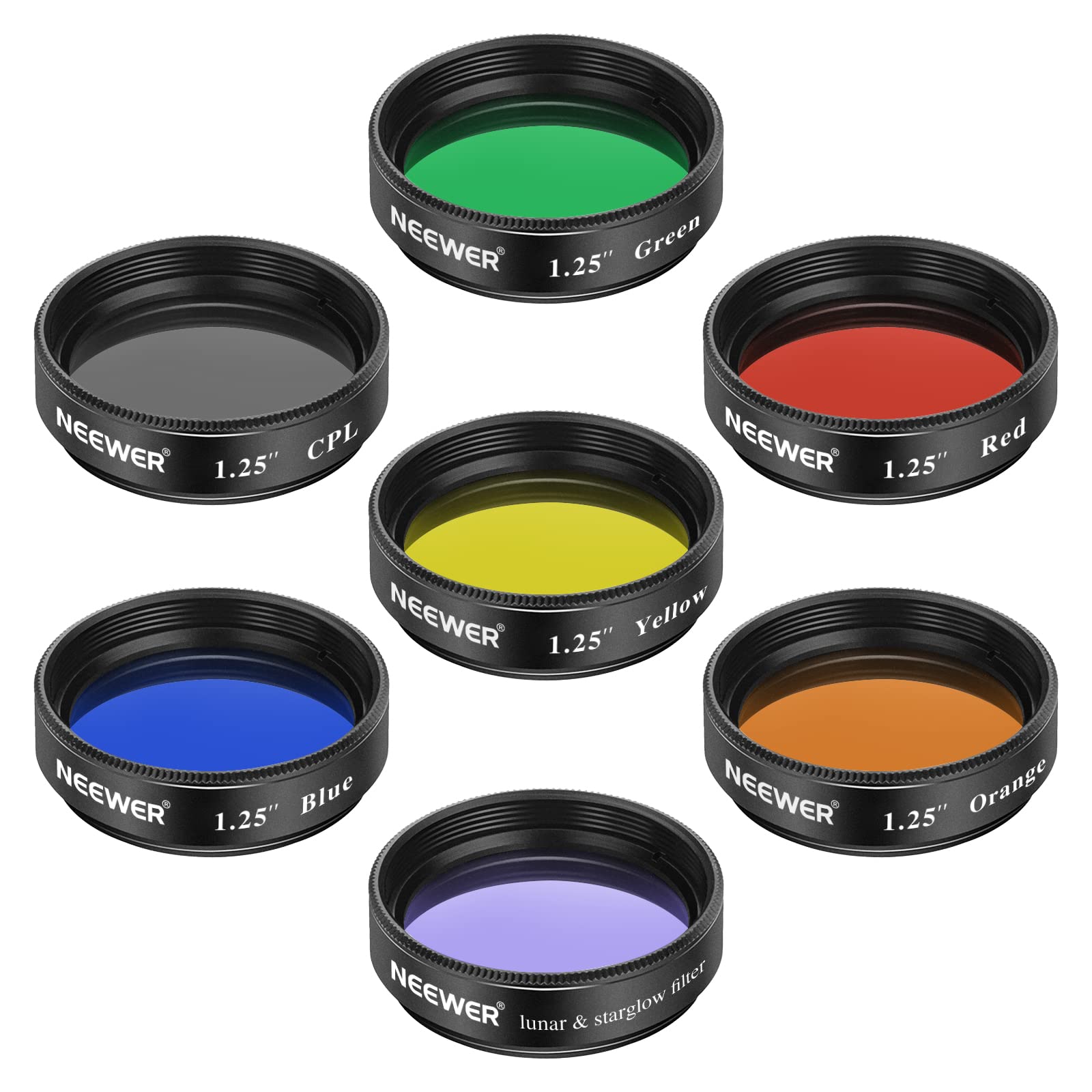 NEEWER Green 1.25"  
NEEWER CPL 1.25"  
NEEWER Red 1.25"  
NEEWER Yellow 1.25"  
NEEWER 1.25" Blue  
NEEWER Orange 1.25"  
NEEWER filter lunar & starglow