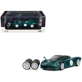 CM Models - Pagani Huayra Codalunga Green with Sunroof and Extra Wheels 1/64 Diecast Model Car by CM Model
