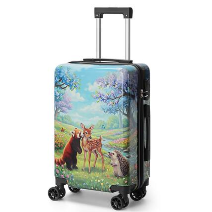 Front. Oumilen - 20 Inch Forest Animal Carry On – PC Suitcase with Clear Cover, 360° Silent Spinner Wheels - Multicolor.