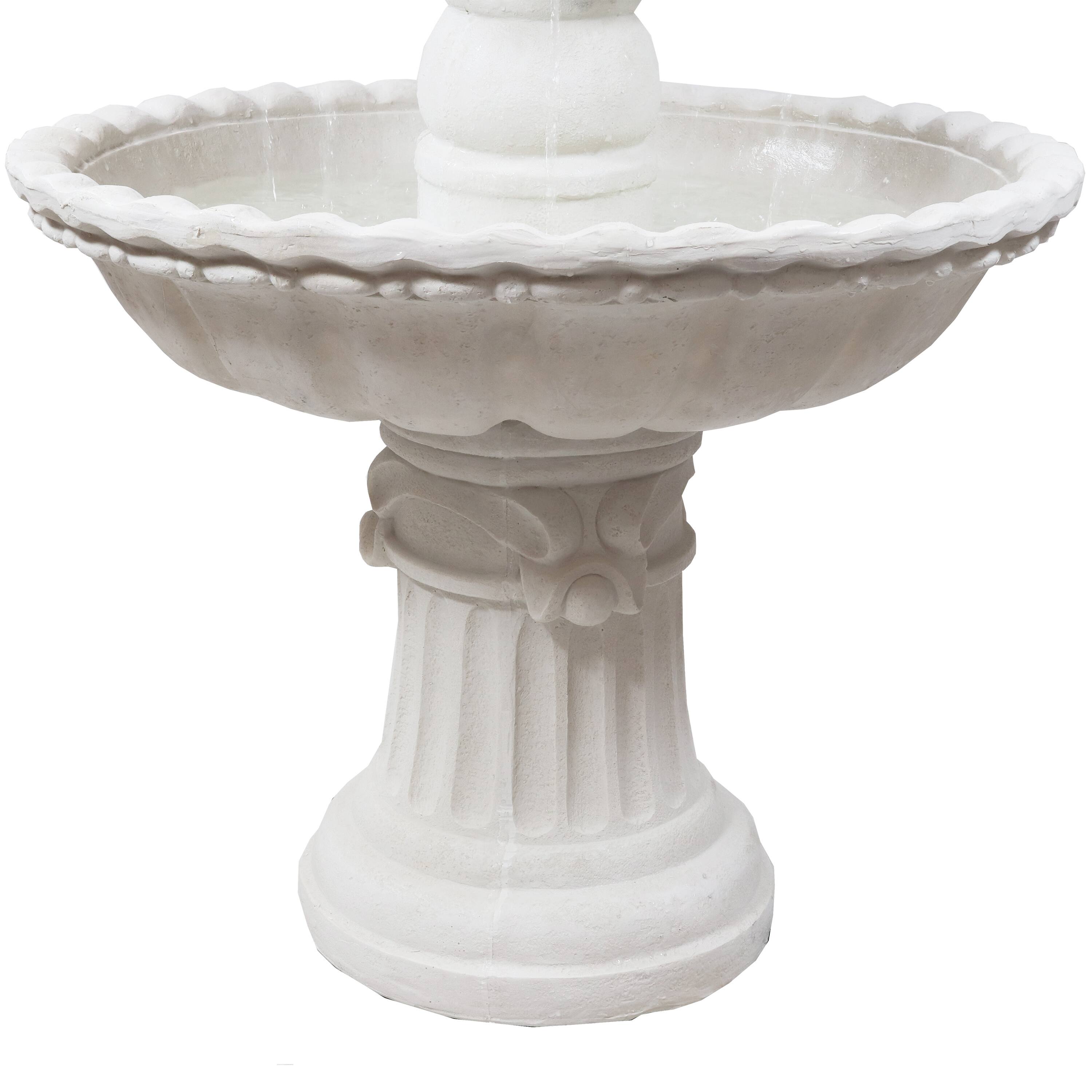 Alt View 10. Sunnydaze - Fruit Top Fiberglass Outdoor 3-Tier Water Fountain - White.