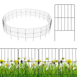 Costway - 25 Pcs Decorative Garden Fence Rustproof Folding Metal Wire Animal Barrier - Black