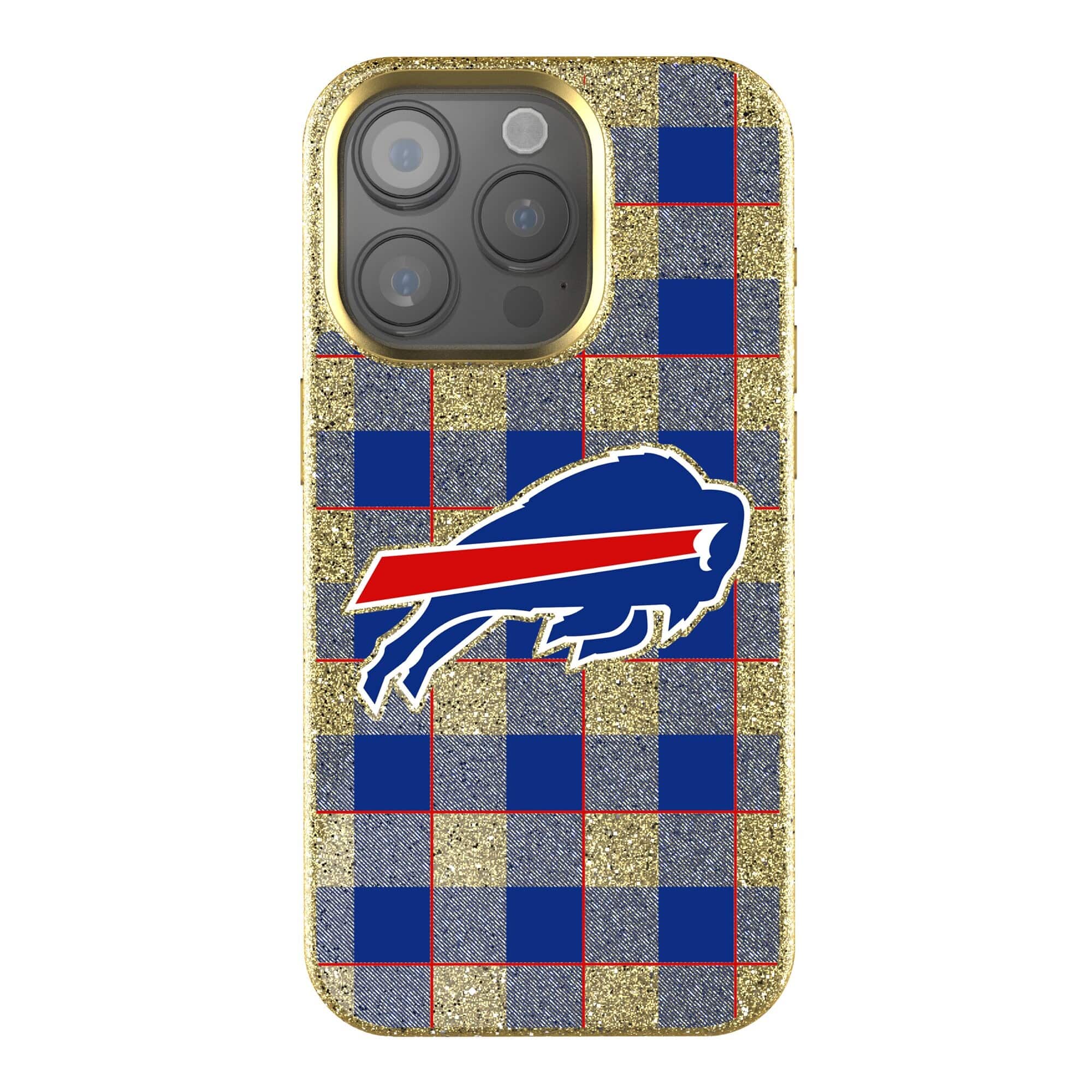 Keyscaper - NFL - Buffalo Bills Plaid Bling iPhone Case - 16 Plus - Gold
