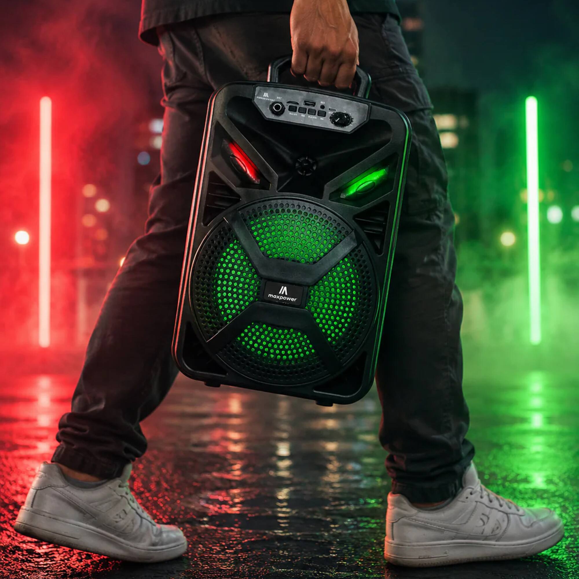 Alt View 6. Max Power - Max Power MPD829 Karaoke Bluetooth Speaker with 8" Woofer, Mic and Carry Handle.