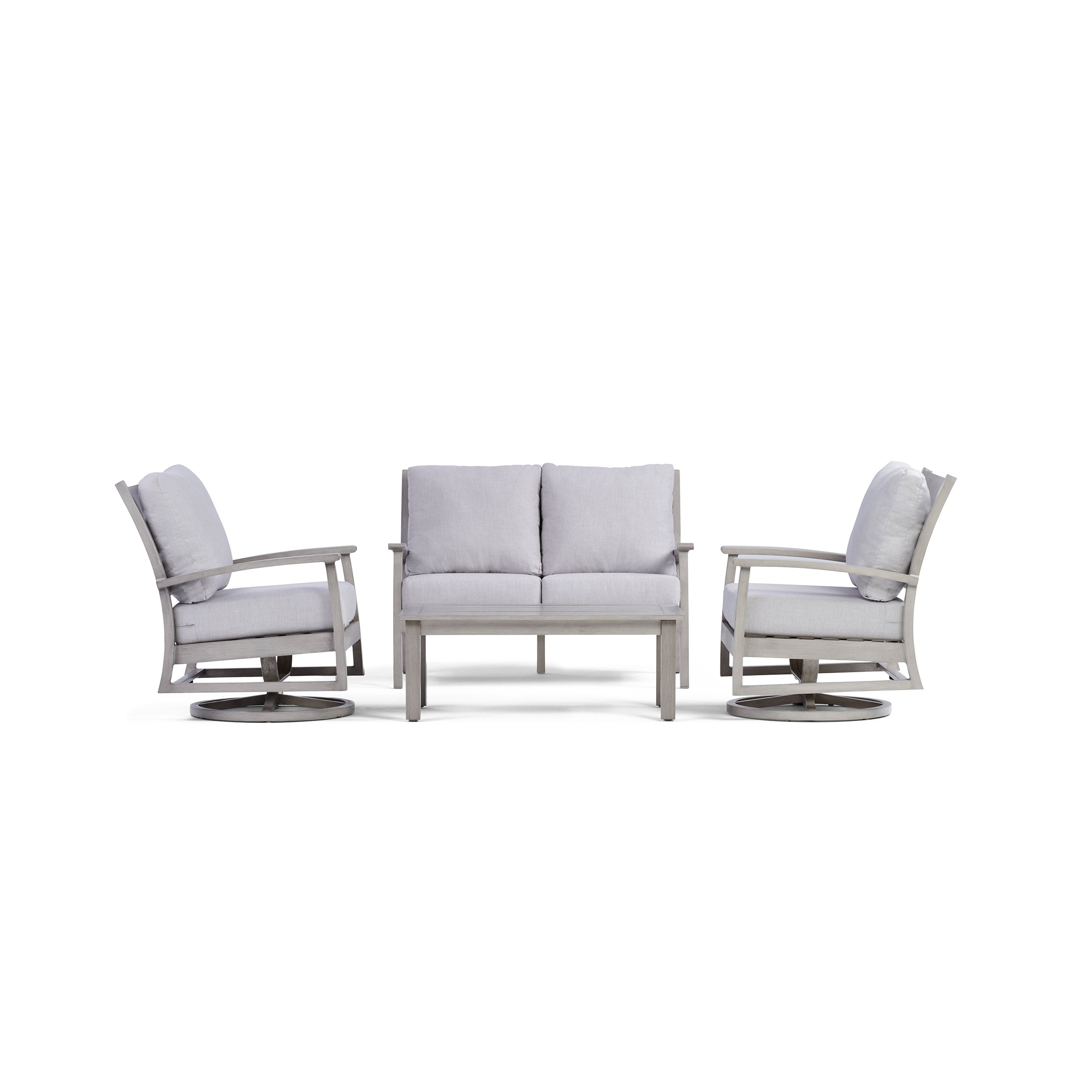 Yardbird® - Eden Loveseat Set with Swivel Rocking Chairs - Silver