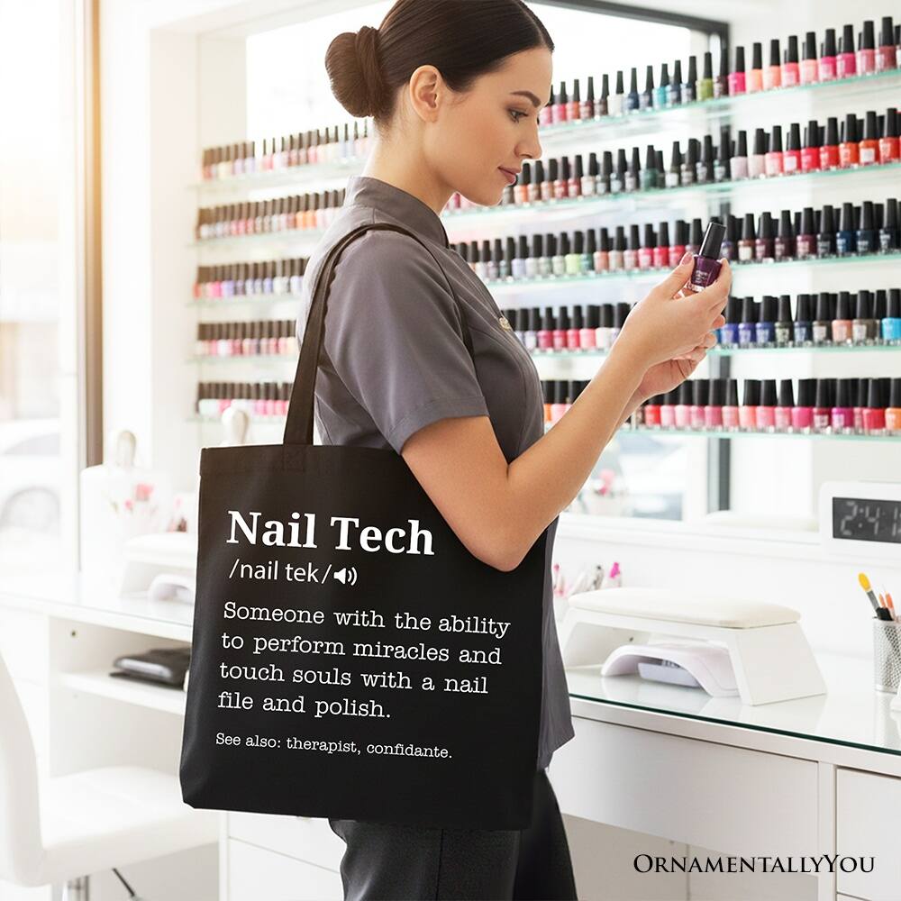 Nail Tech  
/nail tek/  
Someone with the ability to perform miracles and touch souls with a nail file and polish.  
See also: therapist, confidante.  

ORNAMENTALLY YOU