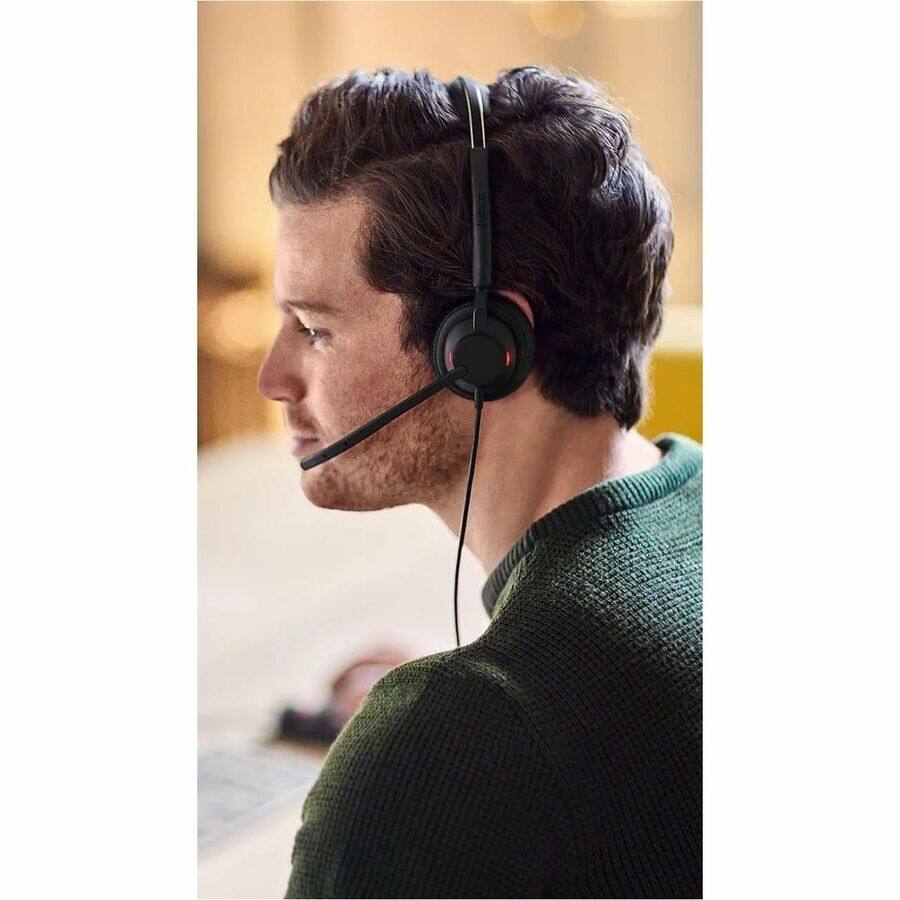 Alt View 5. Jabra - Jabra Engage 50 II Headset - Microsoft Teams Certification - Mono - USB Type A, USB Type C - Wired - 50 Hz to 20 kHz - Red.