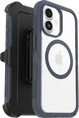 OtterBox - iPhone 17 (Only) - Defender Series XT Case, Includes Holster Clip Kickstand, Snaps on MagSafe, Rugged & Durable - Baby Blue Jeans (Clear/Blue)