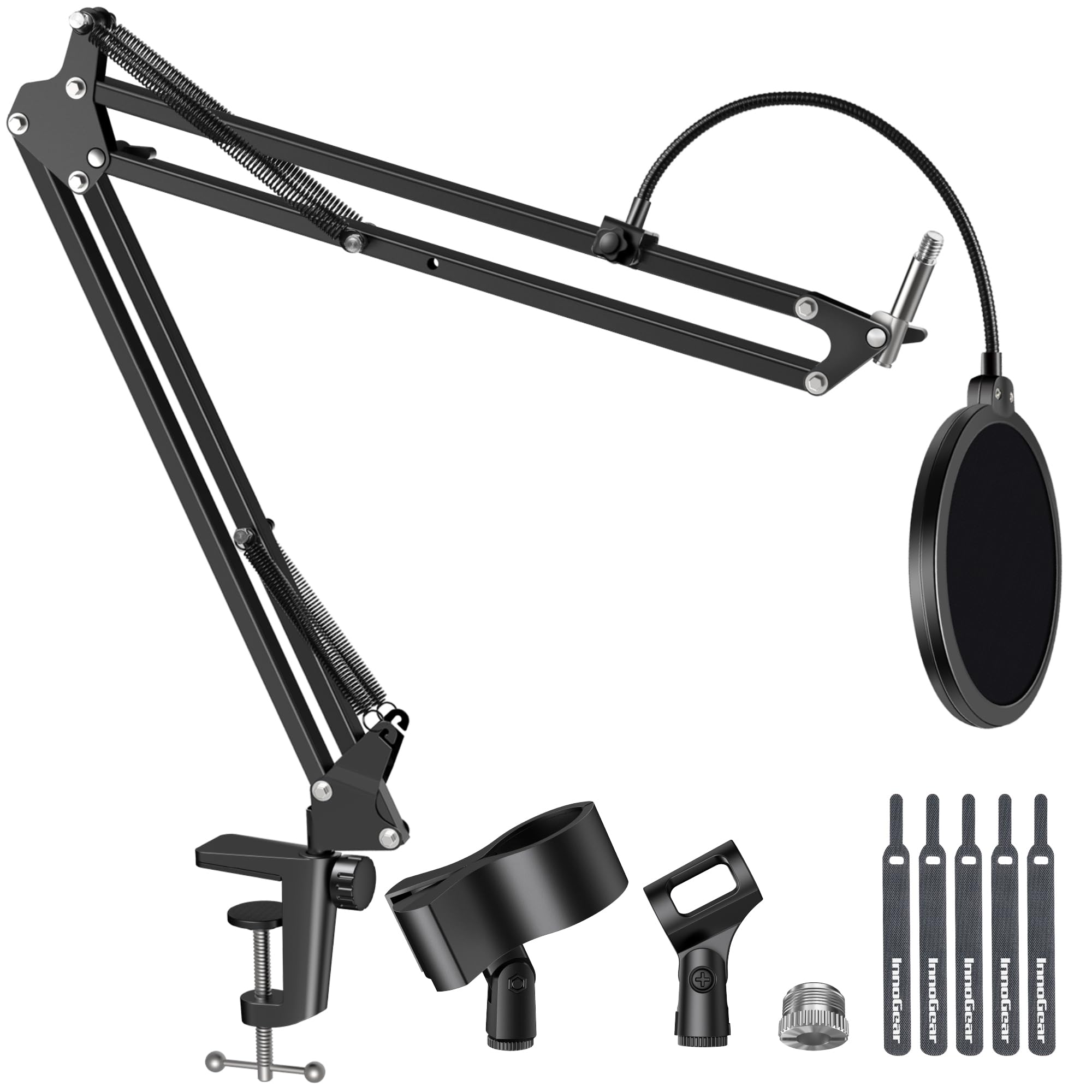 Fabibe - Mic Stand For Blue Snowball And Ice Boom Arm With Pop Filte Free Position Mic Arm: This professional microphone stand i