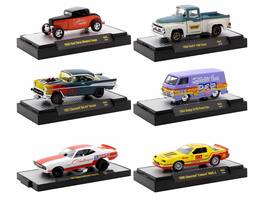 "Auto Meets" Set of 6 Cars IN DISPLAY CASES Release 84 Limited Edition 1/64 Diecast Model Cars by M2 Machines - Multicolor