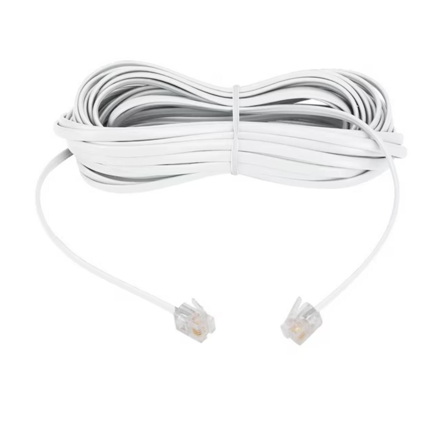 Back. Home Collection - 25 FT RJ11 4C Modular Telephone Extension Cord - WHITE.