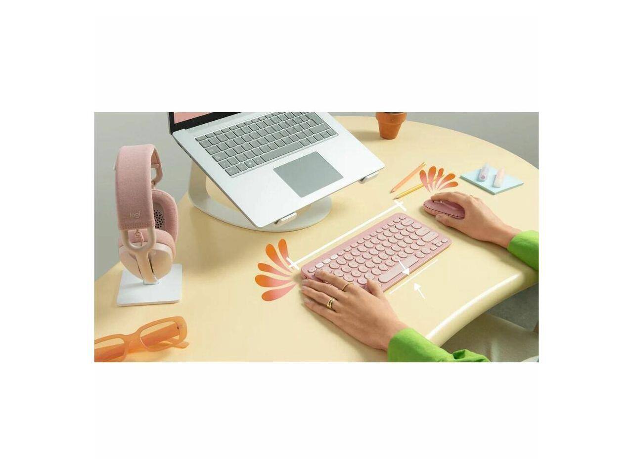 Alt View 5. Logitech - Logitech Pebble Keys 2 K380S Bluetooth Keyboard, Tonal Rose 920-011777 - Tonal Rose.