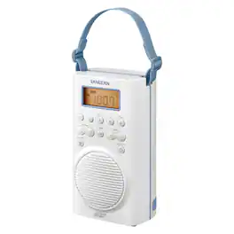 Sangean - H205 Portable 3-Band AM/FM Weather-Alert Waterproof Shower Clock Radio - White