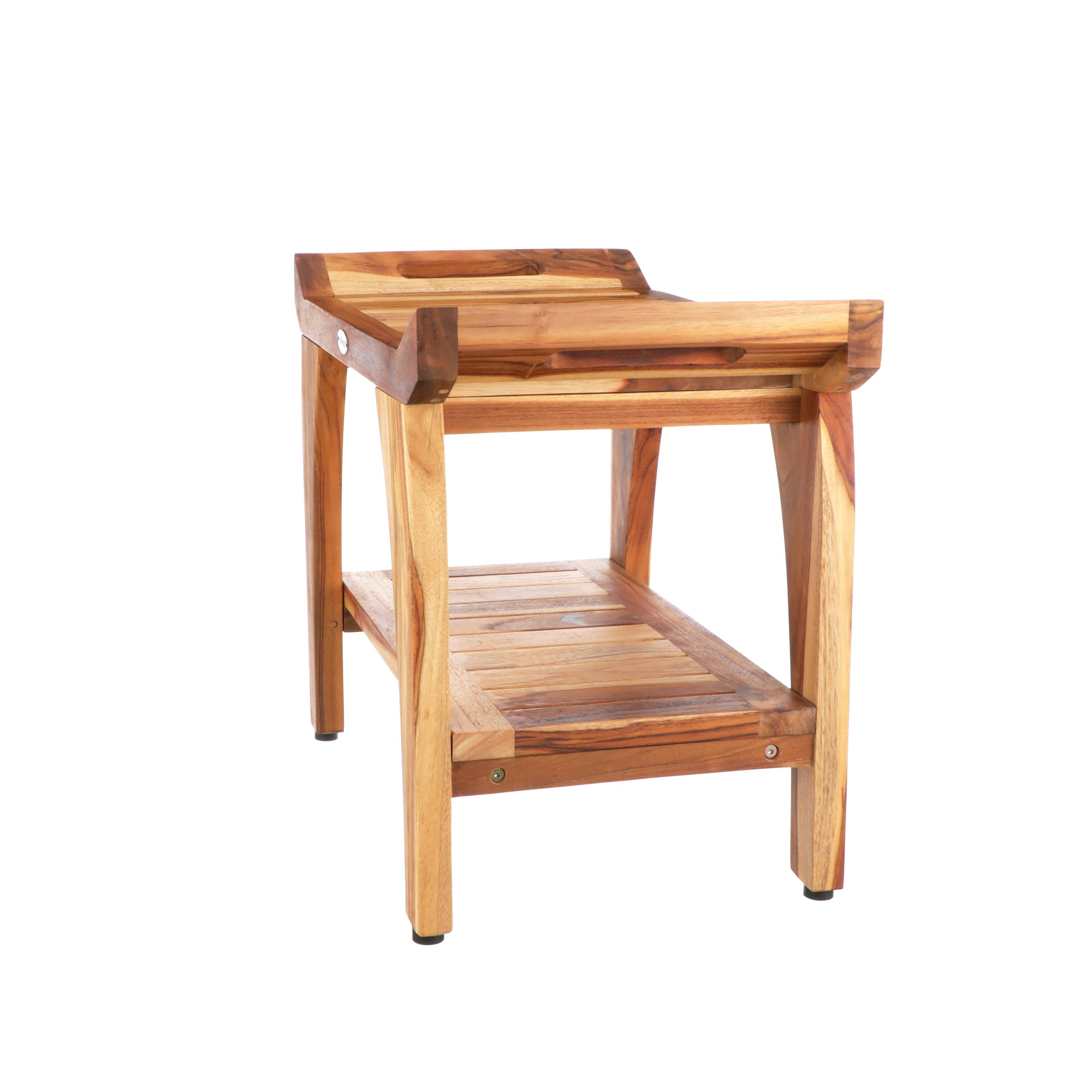 Left. EcoDecors - EcoDecors 24 Inch Tranquility Natural Color Waterproof Teak Wood Shower Bench - EarthyTeak.