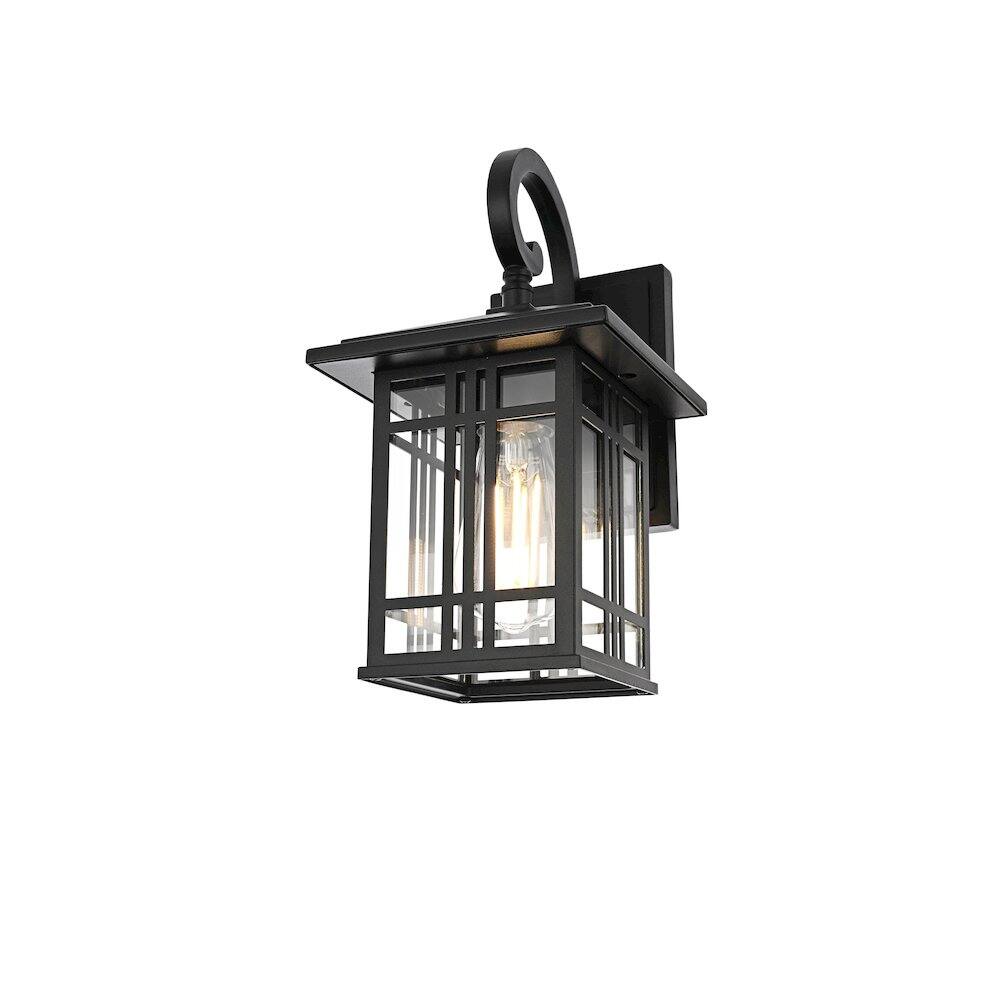 Left. Elegant Lighting - Harley 12 inch Outdoor Wall sconce in Black - Black And Clear.