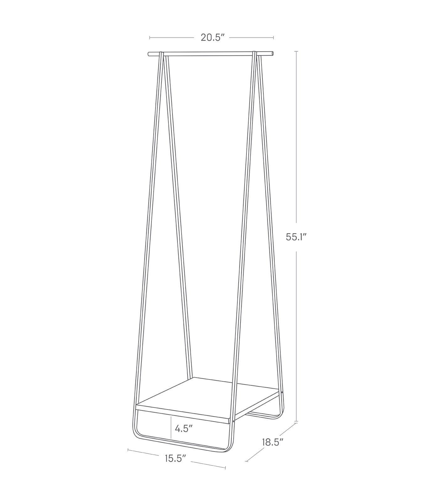 Back. Yamazaki Home - Coat Rack with Shelf (55" H)  - Steel - White.