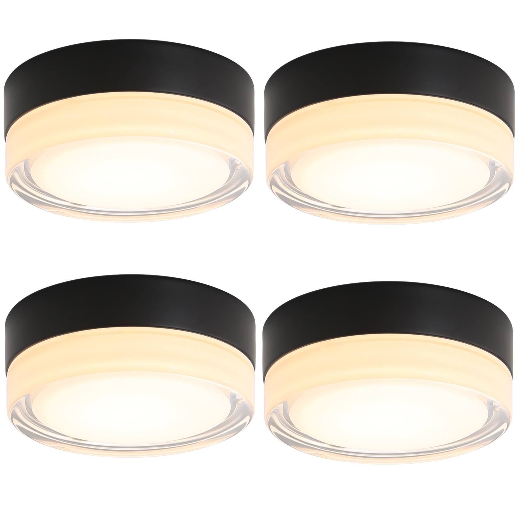 Sofucor - 4PC 6'' Modern Flush Mount Ceiling Light Fixture LED Ceiling Lamp Pendant Chandelier Flush Mount LED Fixture For Bedroom - Black