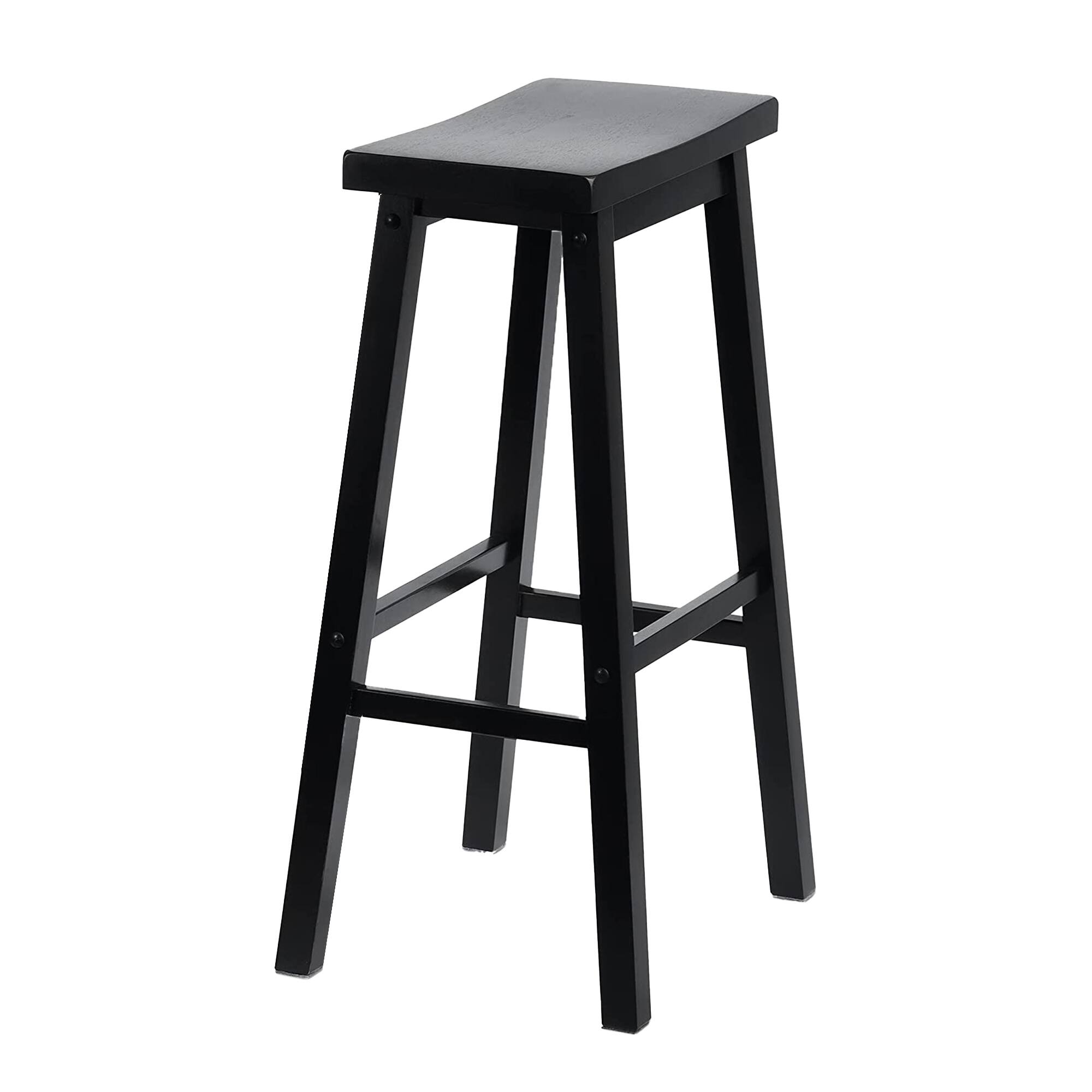 Alt View 10. PJ Wood - PJ Wood Classic Saddle Seat 29 Inch Tall Kitchen Counter Stools, Black (4 Pack) - Black.