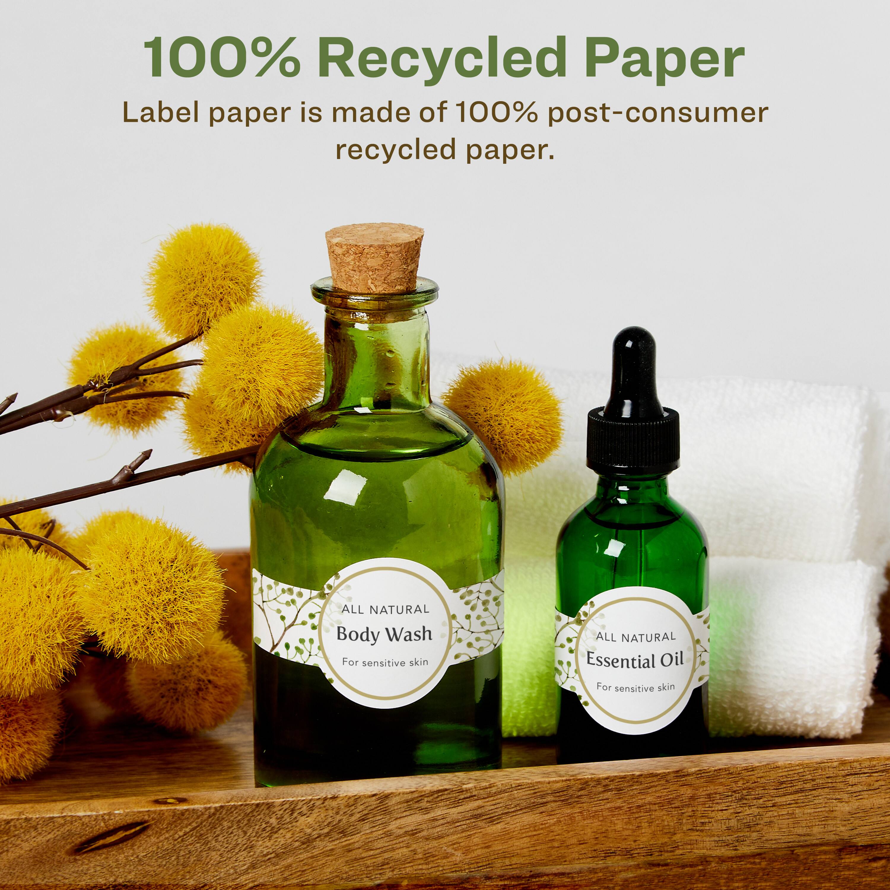 100% Recycled Paper  
Label paper is made of 100% post-consumer recycled paper.  

ALL NATURAL Body Wash  
For sensitive skin  

ALL NATURAL Essential Oil  
For sensitive skin