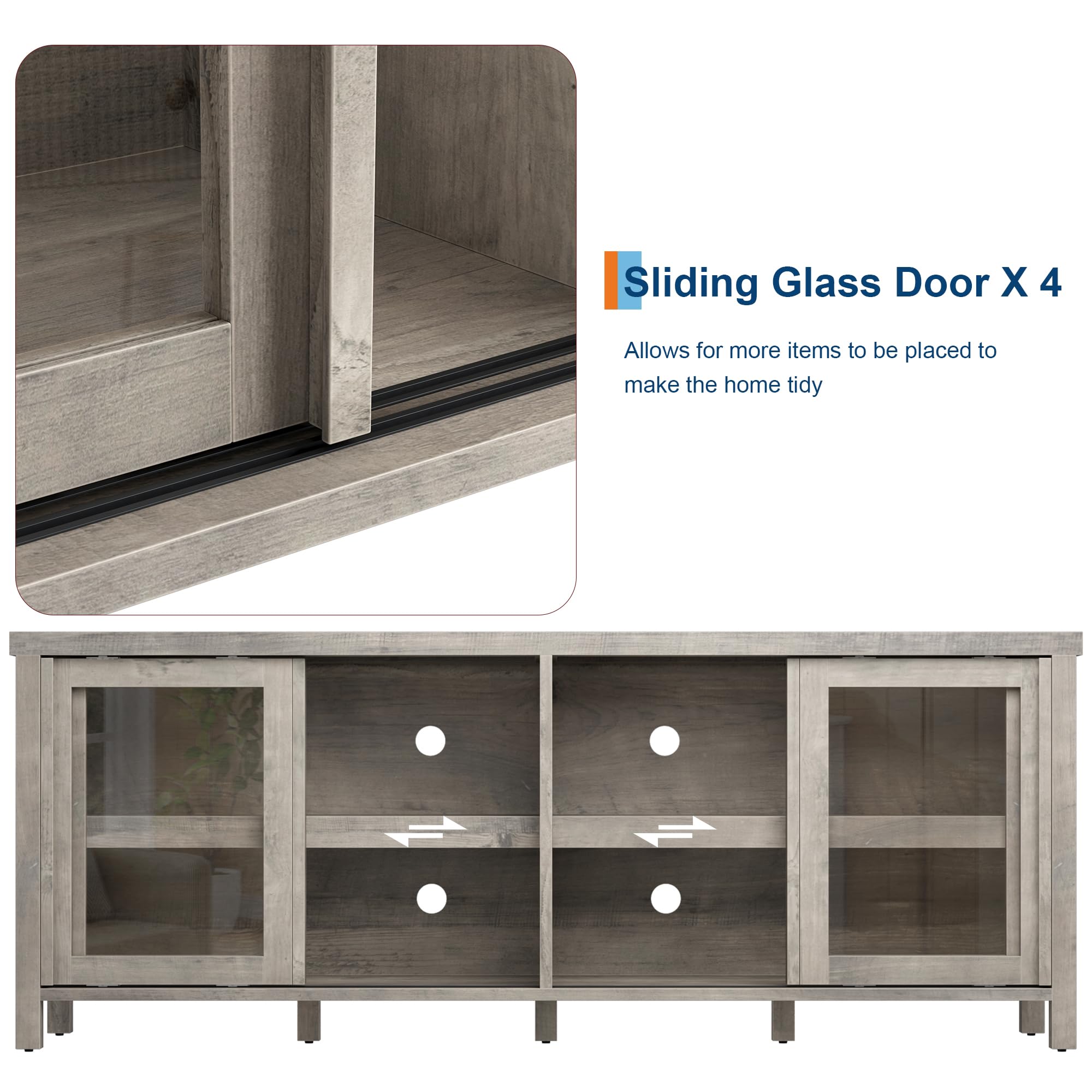 Sliding Glass Door X 4  
Allows for more items to be placed to make the home tidy