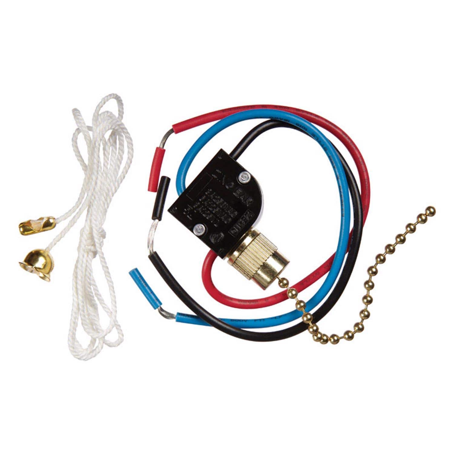 Jandorf - 6 amps Single Pole or 3 way Pull Chain Appliance Switch 1 pk - Brass